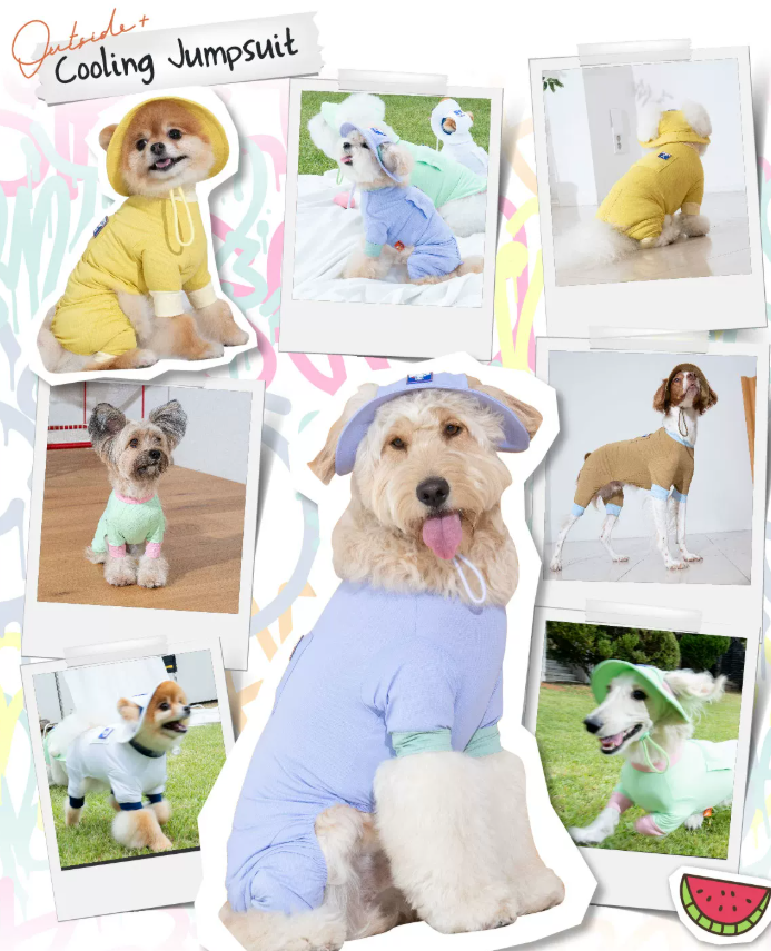 Dog Summer Cooling Jumpsuit, Breathable Four-Legged Outfit for Small Dogs