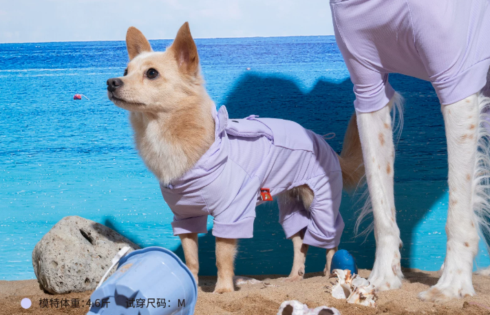 Dog Hooded Cooling Jumpsuit, Breathable Four-Legged Summer Outfit for Small Dogs