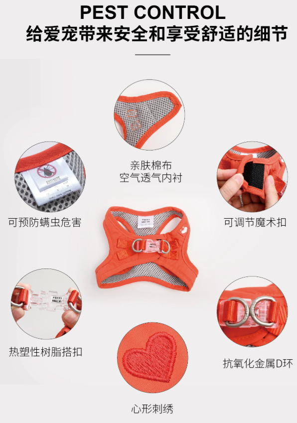 Adjustable Dog Harness Vest, Lightweight No-Pull Harness for Small Dogs Walking