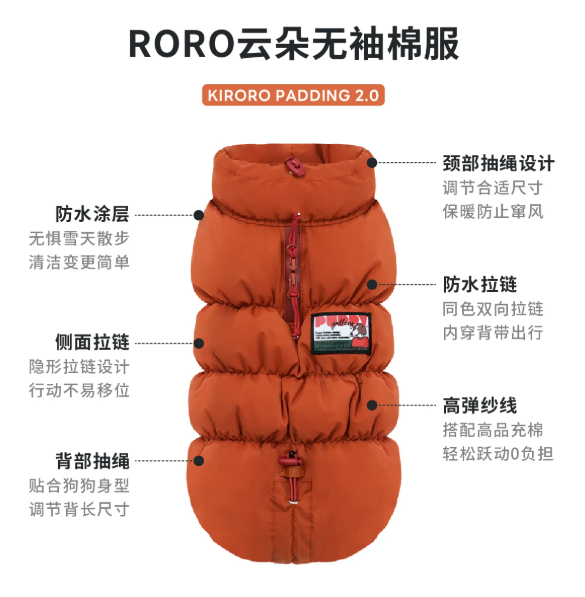 Dog Cloud Insulated Vest, Thermal Reflective Winter Coat for Small/Medium Dogs